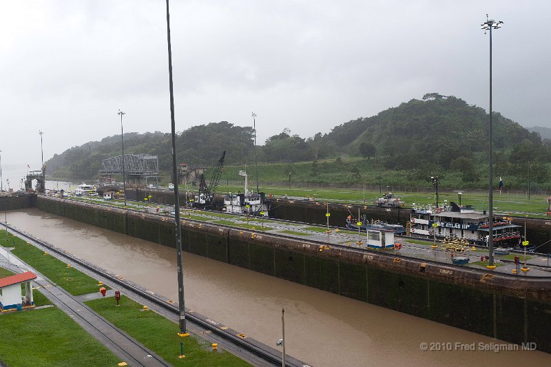 20101202_140937 D3.jpg - Miraflores Locks, Panama Canal.  Boats are lowered/raised to 85 feet above sea level which is the height as boats pass through the Canal at the Continental Divide.